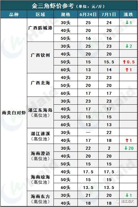 南美白对虾最新价格表及分析概述